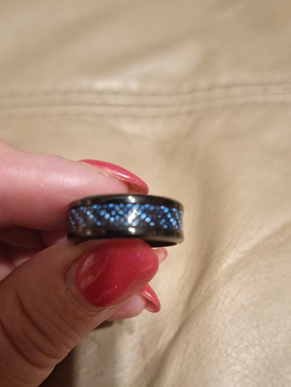 Mens, Size 9 1/4 Black And Vibrant Blue Ring